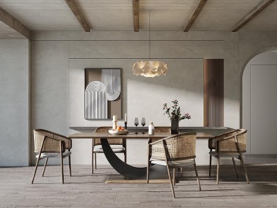 侘寂家居餐厅3D模型下载